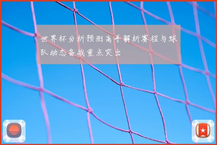 世界杯分析预测高手解析赛程与球队动态备战重点突出